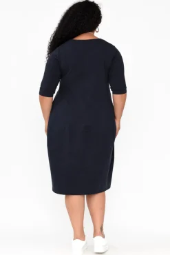 Cotton Dresses<Tirelli Misty Dark Navy Diagonal Seam Dress