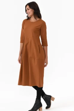 Cotton Dresses<Tirelli Misty Mocha Diagonal Seam Dress