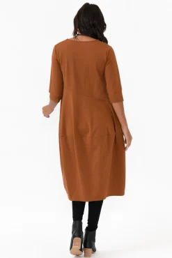 Cotton Dresses<Tirelli Misty Mocha Diagonal Seam Dress
