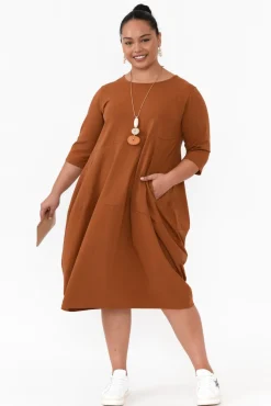 Cotton Dresses<Tirelli Misty Mocha Diagonal Seam Dress