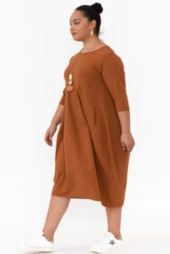 Cotton Dresses<Tirelli Misty Mocha Diagonal Seam Dress