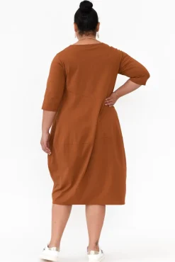 Cotton Dresses<Tirelli Misty Mocha Diagonal Seam Dress