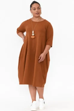 Cotton Dresses<Tirelli Misty Mocha Diagonal Seam Dress