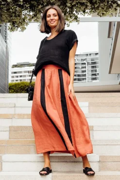 Skirts<Eadie Lifestyle Monarch Rust Linen Maxi Skirt