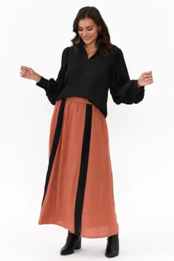 Skirts<Eadie Lifestyle Monarch Rust Linen Maxi Skirt