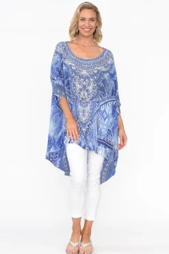 Tunic Tops<Fashion Spectrum Monet Blue Silk Drape Top