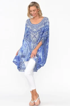 Tunic Tops<Fashion Spectrum Monet Blue Silk Drape Top