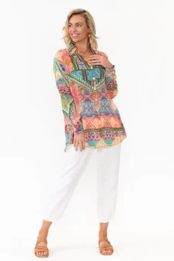 Shirts<Fashion Spectrum Monet Multi Silk Collared Shirt