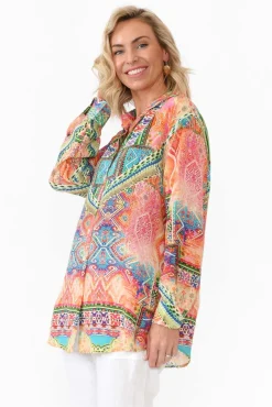 Shirts<Fashion Spectrum Monet Multi Silk Collared Shirt