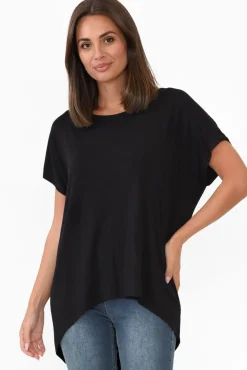 Sleeved Tops<Bamboo Villa Monica Black Bamboo Top
