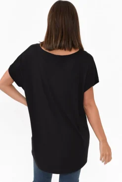 Sleeved Tops<Bamboo Villa Monica Black Bamboo Top
