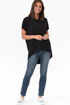 Sleeved Tops<Bamboo Villa Monica Black Bamboo Top