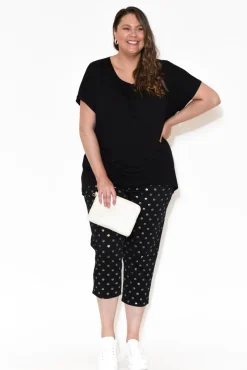 Sleeved Tops<Bamboo Villa Monica Black Bamboo Top