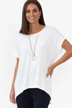 Sleeved Tops<Bamboo Villa Monica White Bamboo Top