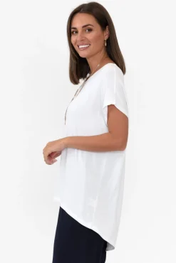 Sleeved Tops<Bamboo Villa Monica White Bamboo Top