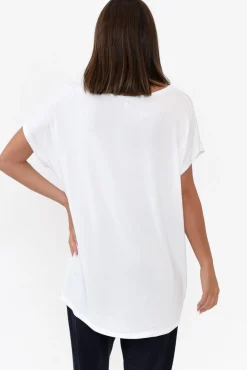 Sleeved Tops<Bamboo Villa Monica White Bamboo Top