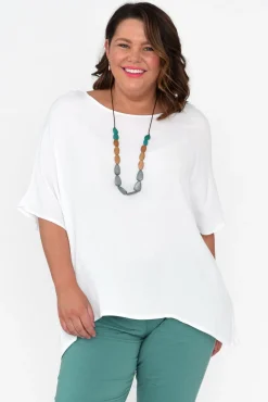 Sleeved Tops<Bamboo Villa Monica White Bamboo Top