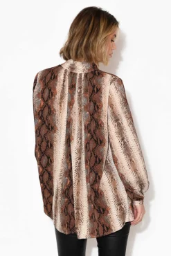 Shirts<Brave u0026 True Montana Brown Snake Collared Shirt