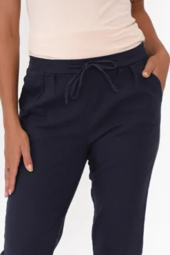 Pants<Willow Tree Montgomery Navy Linen Blend Stretch Pant