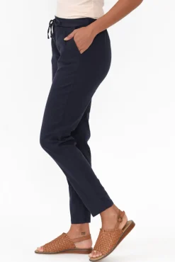 Pants<Willow Tree Montgomery Navy Linen Blend Stretch Pant