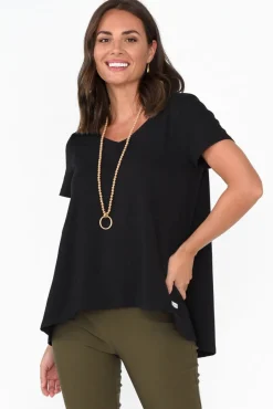 Cotton Tops<One Ten Willow Montreal Black Cotton Tee