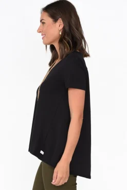 Cotton Tops<One Ten Willow Montreal Black Cotton Tee