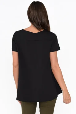 Cotton Tops<One Ten Willow Montreal Black Cotton Tee