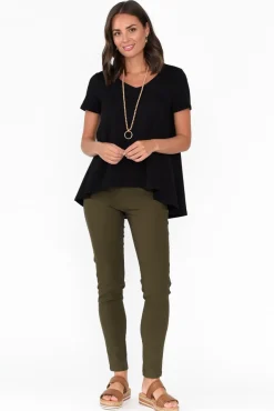 Cotton Tops<One Ten Willow Montreal Black Cotton Tee