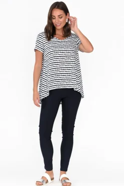 Cotton Tops<One Ten Willow Montreal Navy Stripe Cotton Tee