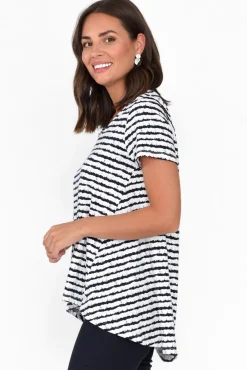 Cotton Tops<One Ten Willow Montreal Navy Stripe Cotton Tee