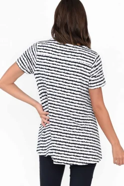 Cotton Tops<One Ten Willow Montreal Navy Stripe Cotton Tee