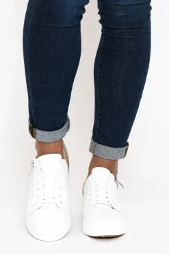 White Sneakers<Alfie and Evie Moppy White Leather Platform Zip Sneaker