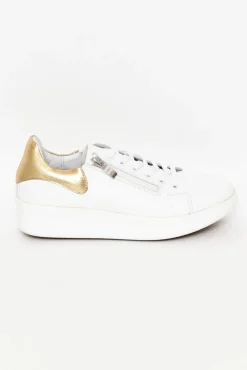 White Sneakers<Alfie and Evie Moppy White Leather Platform Zip Sneaker