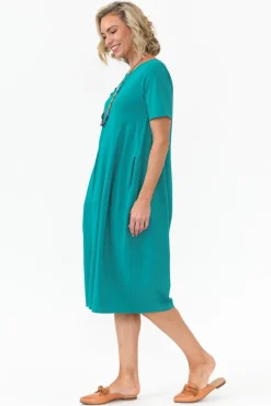 Cotton Dresses<Tirelli Morgan Aqua Diagonal Seam Dress