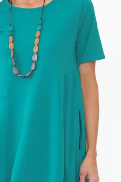 Cotton Dresses<Tirelli Morgan Aqua Diagonal Seam Dress