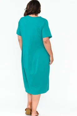 Cotton Dresses<Tirelli Morgan Aqua Diagonal Seam Dress