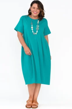 Cotton Dresses<Tirelli Morgan Aqua Diagonal Seam Dress