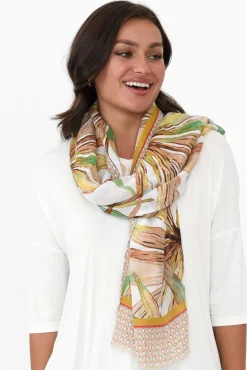 Scarves<Enhance Morgan Green Leaf Scarf