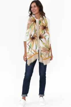 Scarves<Enhance Morgan Green Leaf Scarf