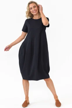 Cotton Dresses<Tirelli Morgan Navy Diagonal Seam Dress