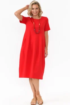 Cotton Dresses<Tirelli Morgan Red Diagonal Seam Dress