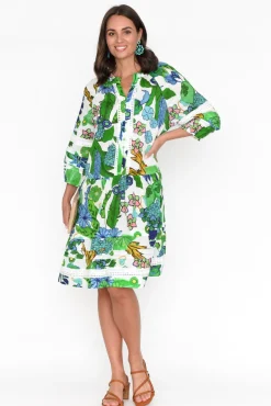 Cotton Dresses<Hammock u0026 Vine Morocco Green Floral Cotton Dress