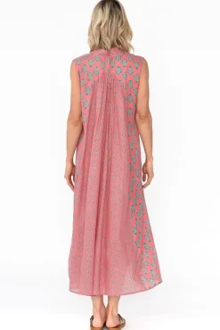 Midi Dresses<Mozaic Mossman Pink Geo Cotton Dress