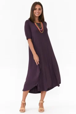 Midi Dresses<Tani Mulberry Micro Modal Tri Drape Dress