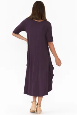 Midi Dresses<Tani Mulberry Micro Modal Tri Drape Dress