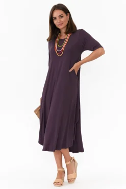 Midi Dresses<Tani Mulberry Micro Modal Tri Drape Dress