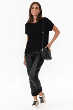 Pants<La Strada Munich Black Wet Look Stretch Pant