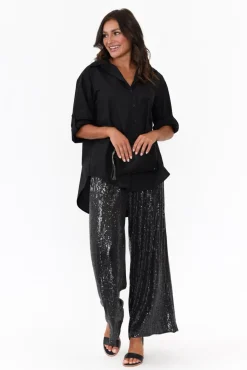 Pants<La Strada Myers Black Sequin Wide Leg Pant