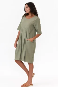 Linen Dresses<Hourglass Myley Sage Linen Cotton Dress