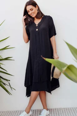 Cotton Dresses<La Mode Nala Black Layers Dress